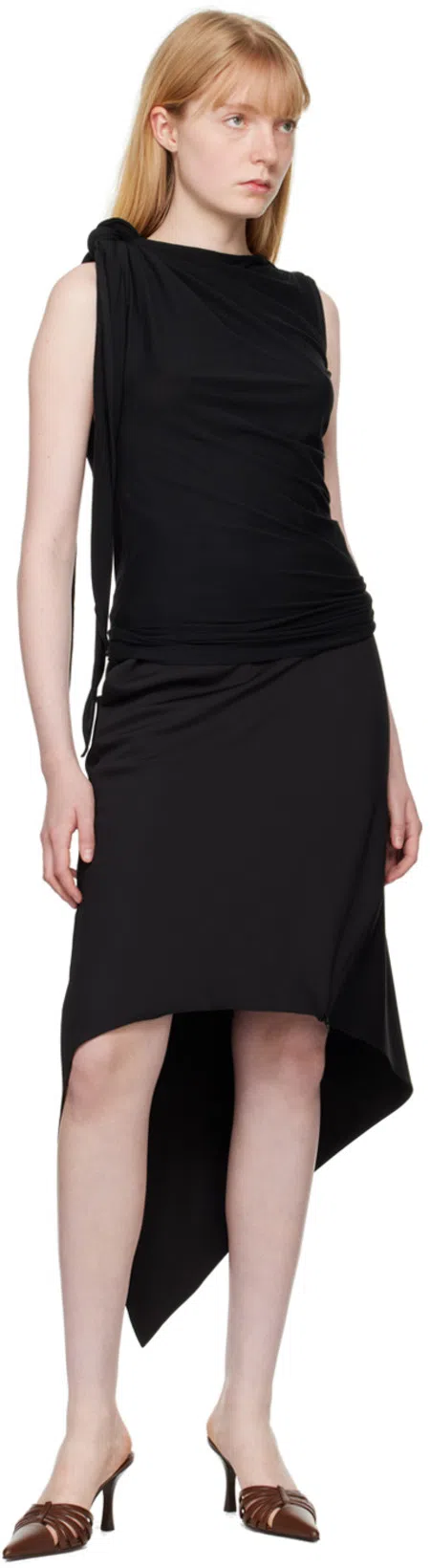 AARON ESH Black Self-tie Tank Top