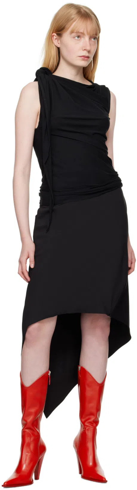 AARON ESH Black Self-tie Tank Top