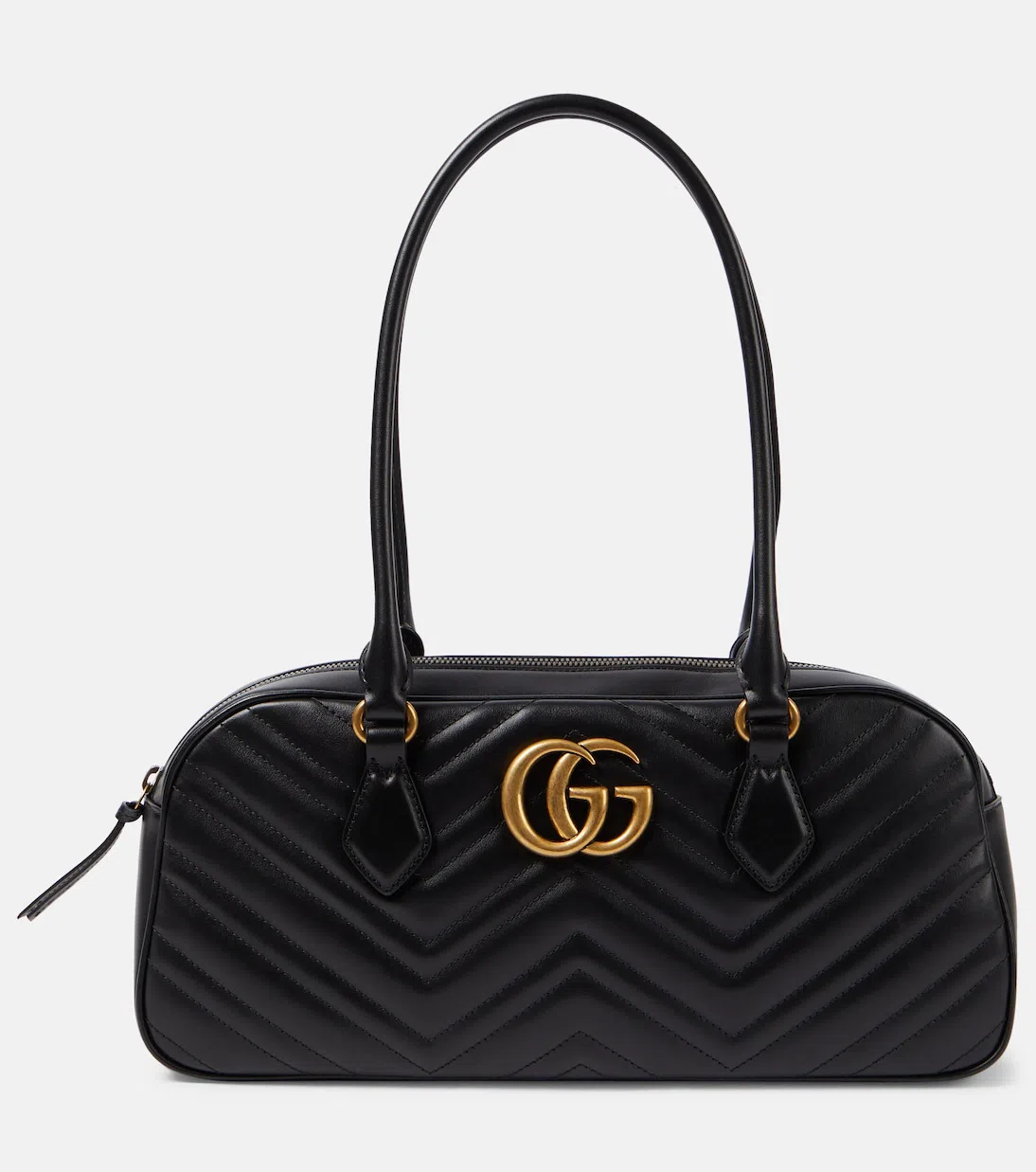GUCCI Ggmarmont系列女士牛皮革中号绗缝单肩包 In Black