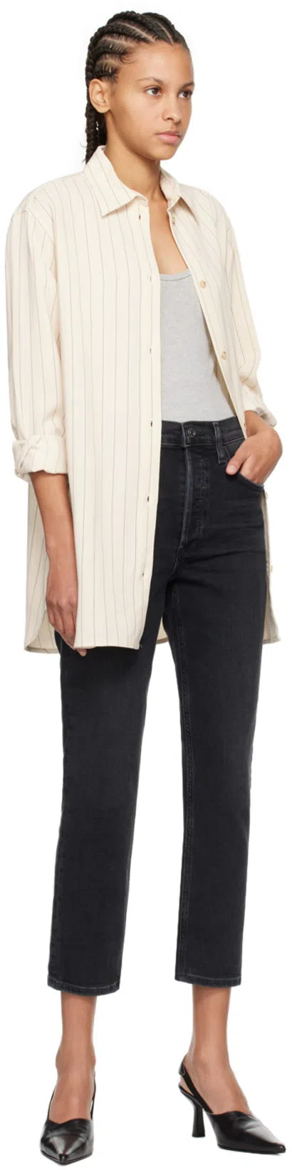 AGOLDE Riley Cropped Jeans In Black