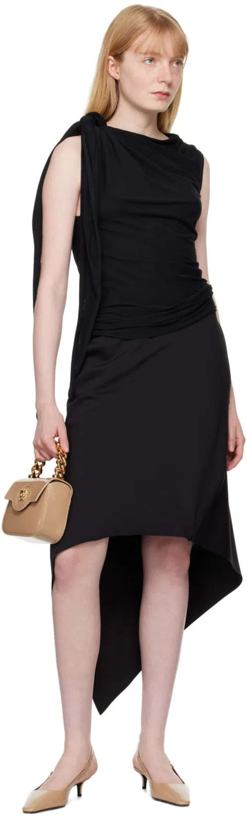 AARON ESH Black Self-tie Tank Top