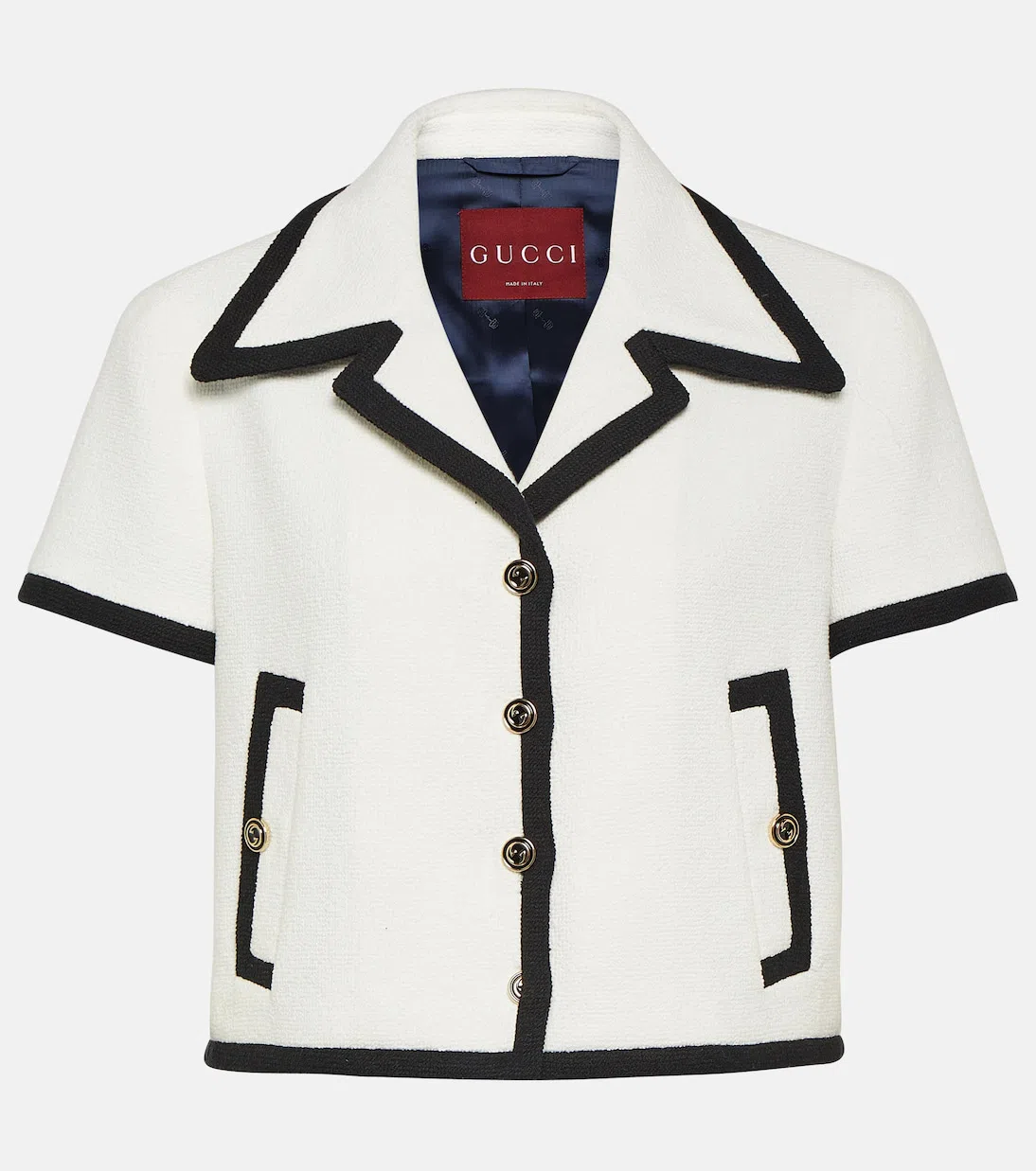 GUCCI White Jacket With Short Sleeves In Tweed Woman