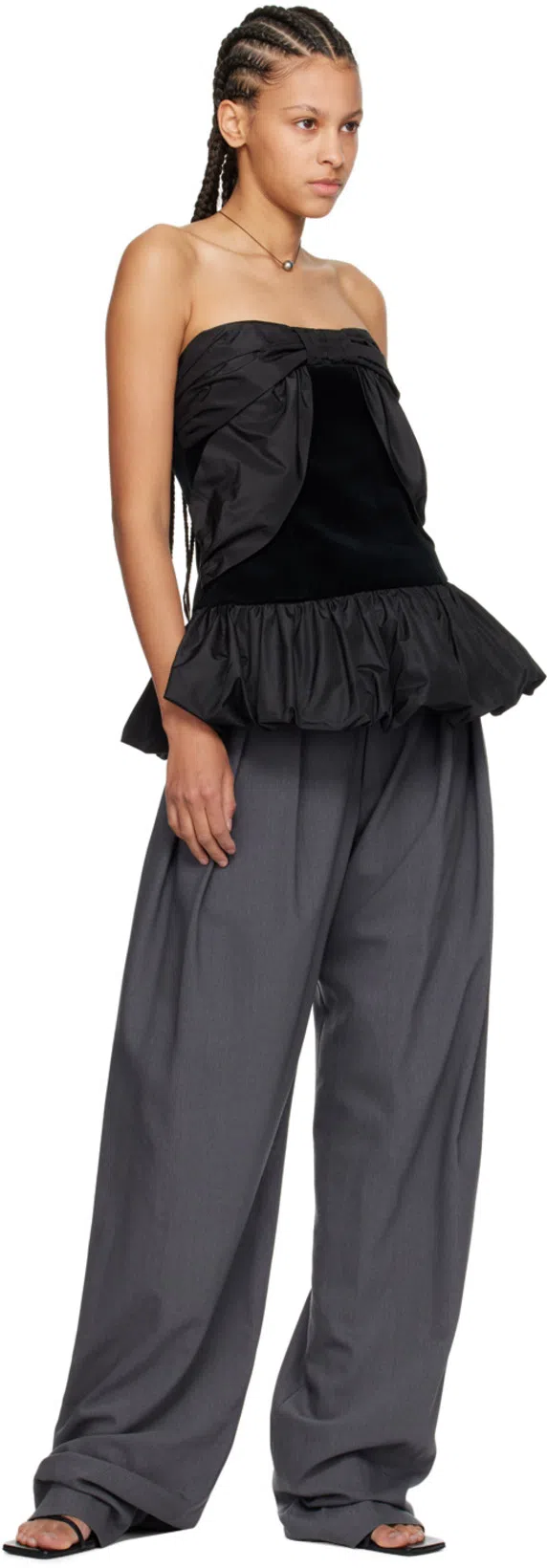 AARON ESH Gray Pleated Trousers In Grey