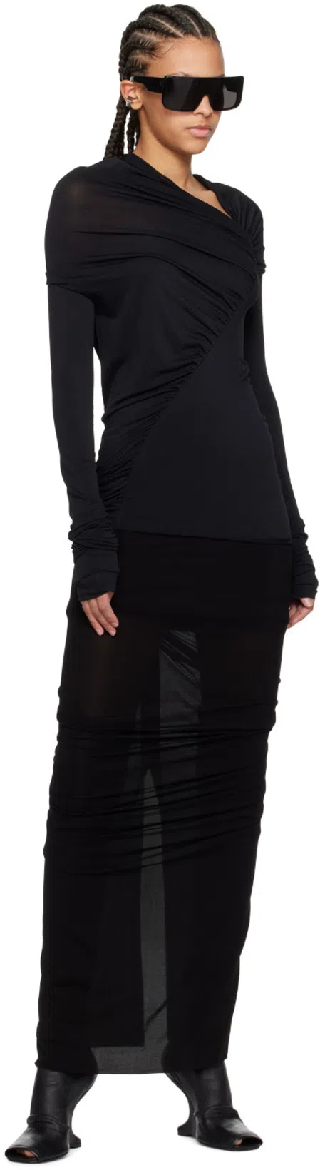 RICK OWENS Black Documenta Sunglasses In 909 Black/black