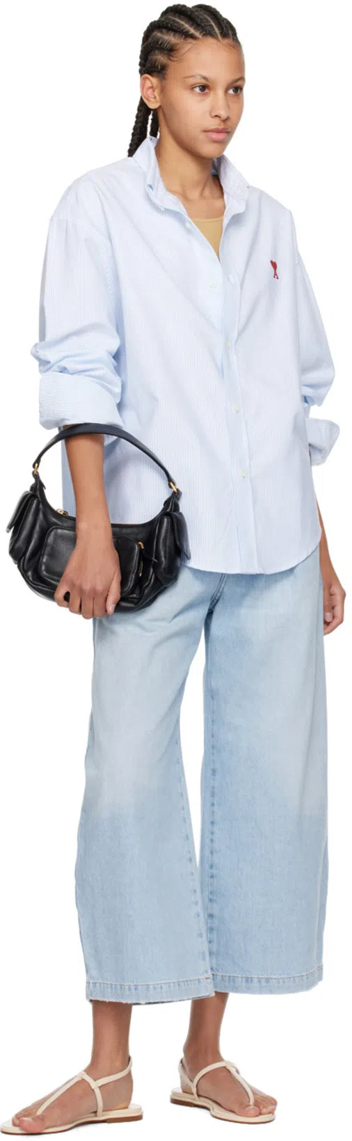 AEYDE Round Head Flat-soled Sandals In Ivory