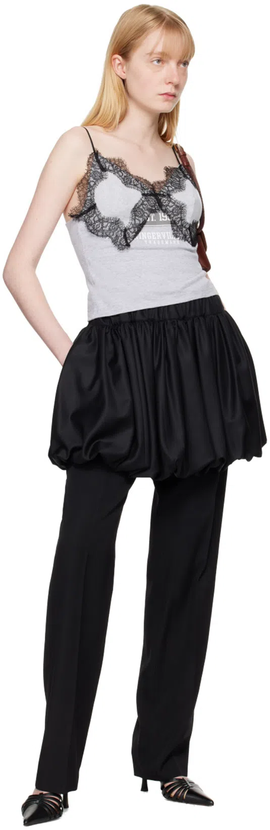 PARIS TEXAS Black Leather Mule Nadia In Blue