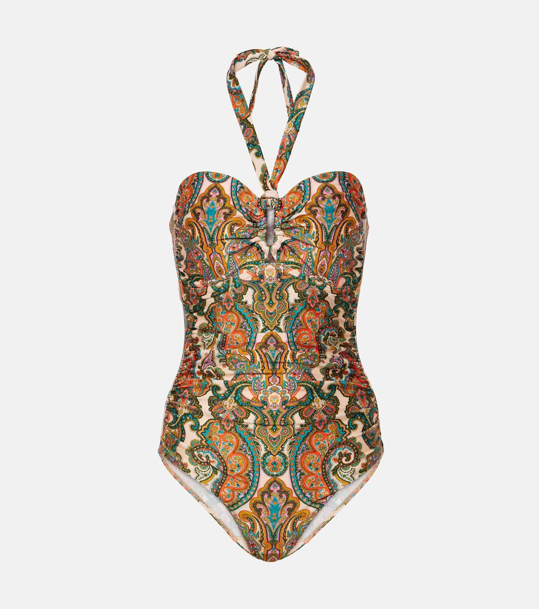 ZIMMERMANN Ottie Paisley Print Halterneck One-piece Swimsuit In Multicolour