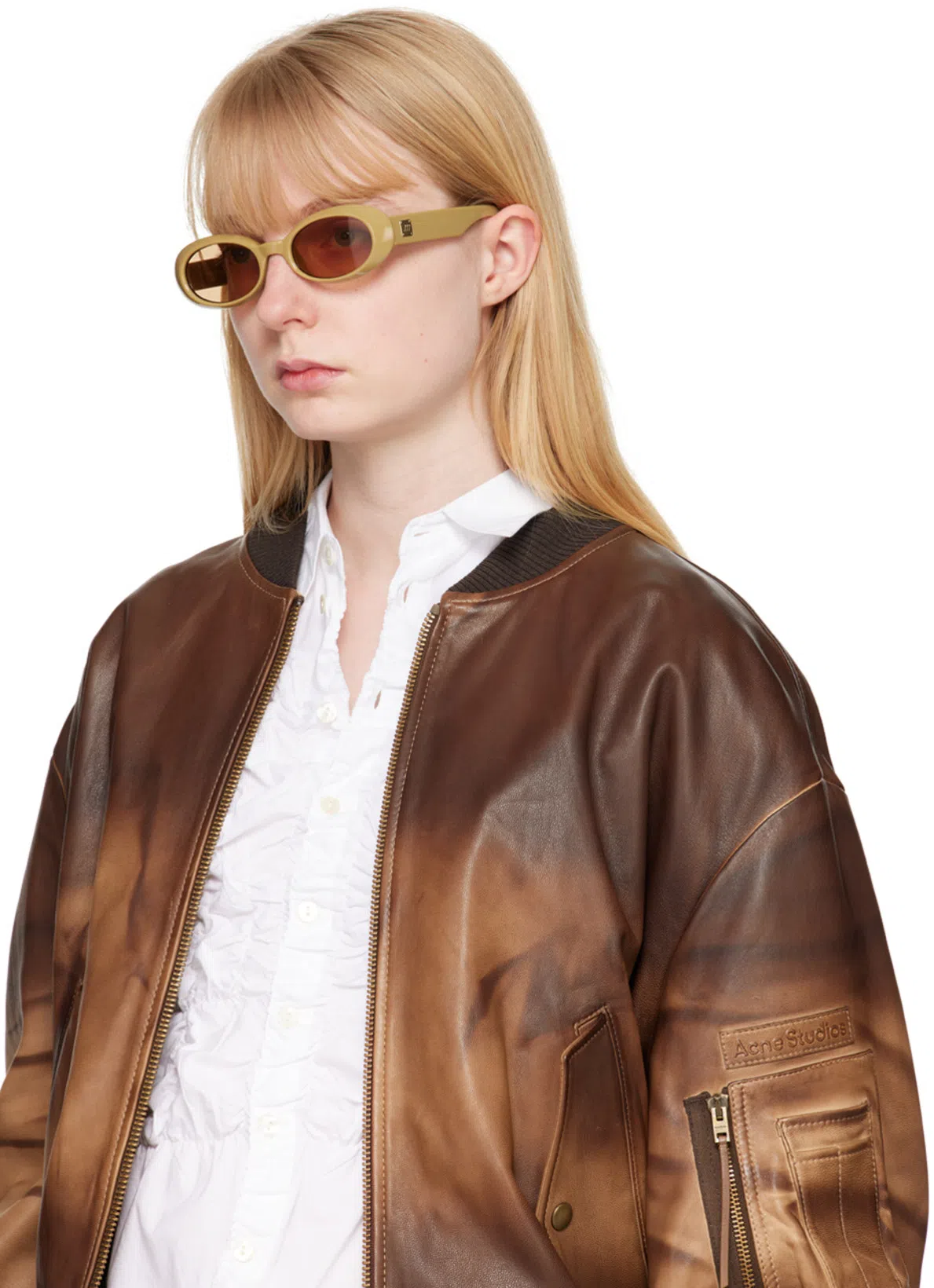 ACNE STUDIOS Lastro Leather Bomber Jacket In 700 Brown