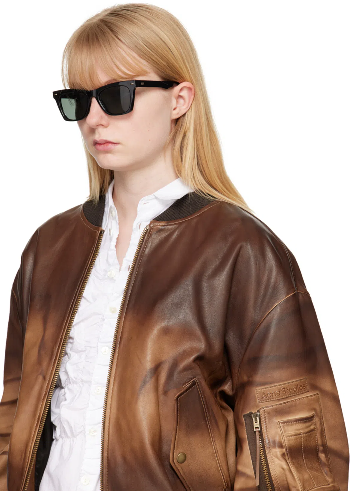 ACNE STUDIOS Lastro Leather Bomber Jacket In 700 Brown