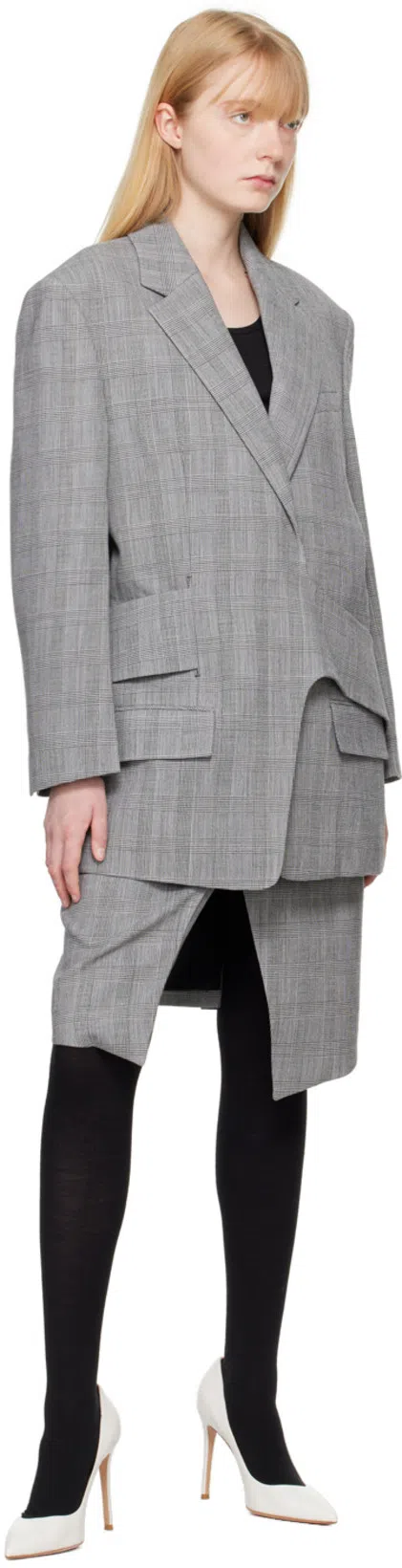 RECTO Gray Wrap Blazer In Black