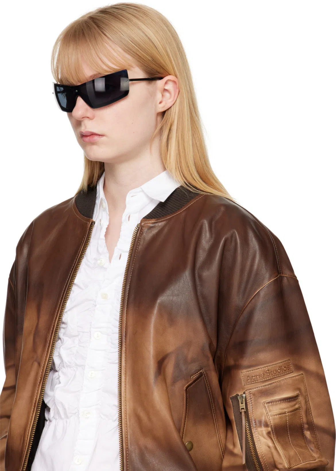 ACNE STUDIOS Lastro Leather Bomber Jacket In 700 Brown