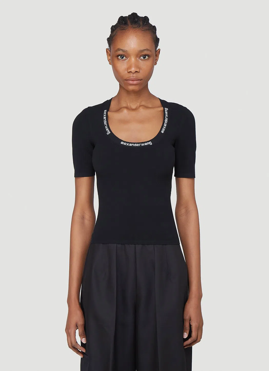 ALEXANDER WANG Leather Sandals With Metal Details In Black