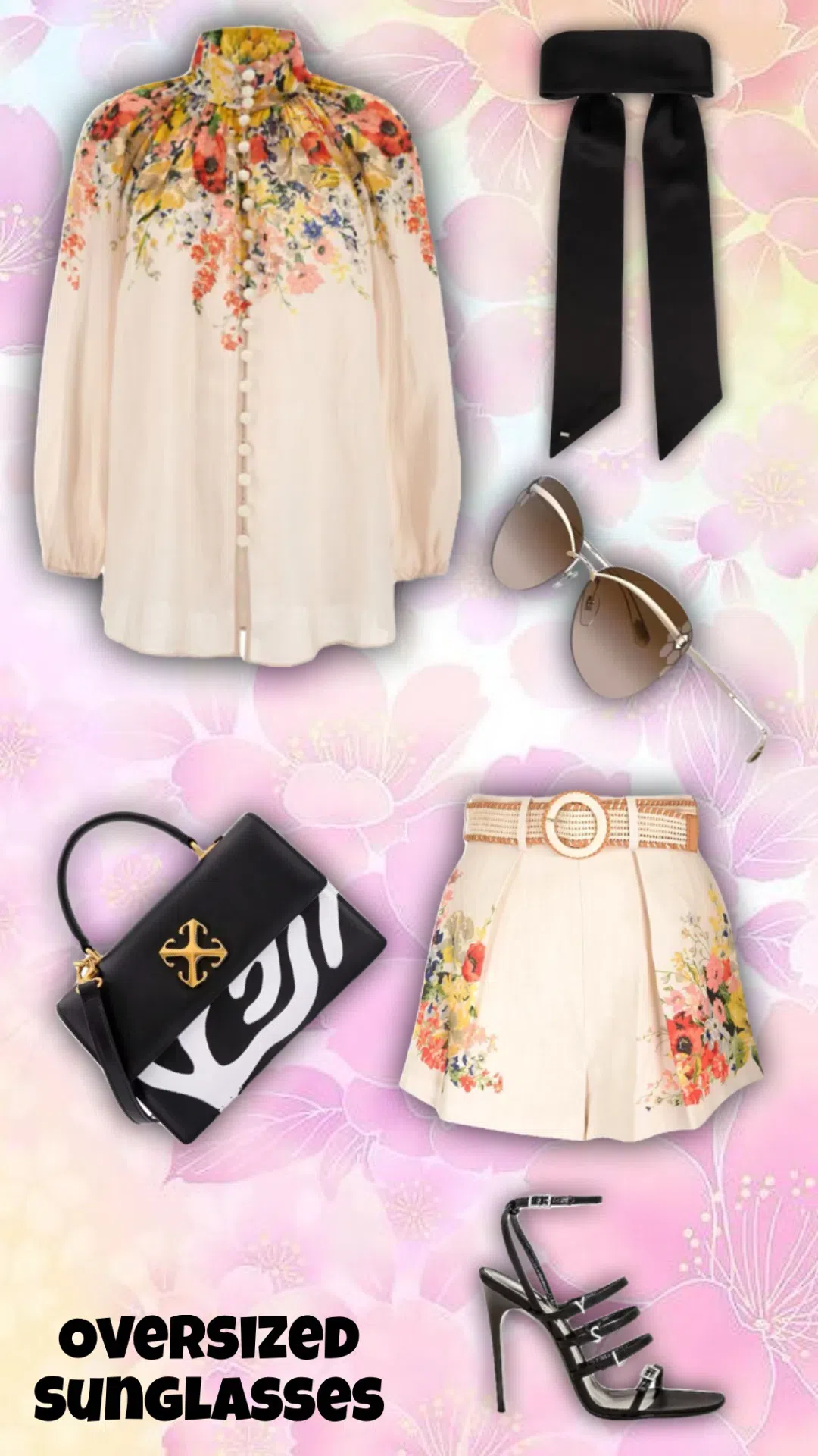 ZIMMERMANN + Net Sustain Alight Belted Pleated Floral-print Linen Shorts In Ivory Floral