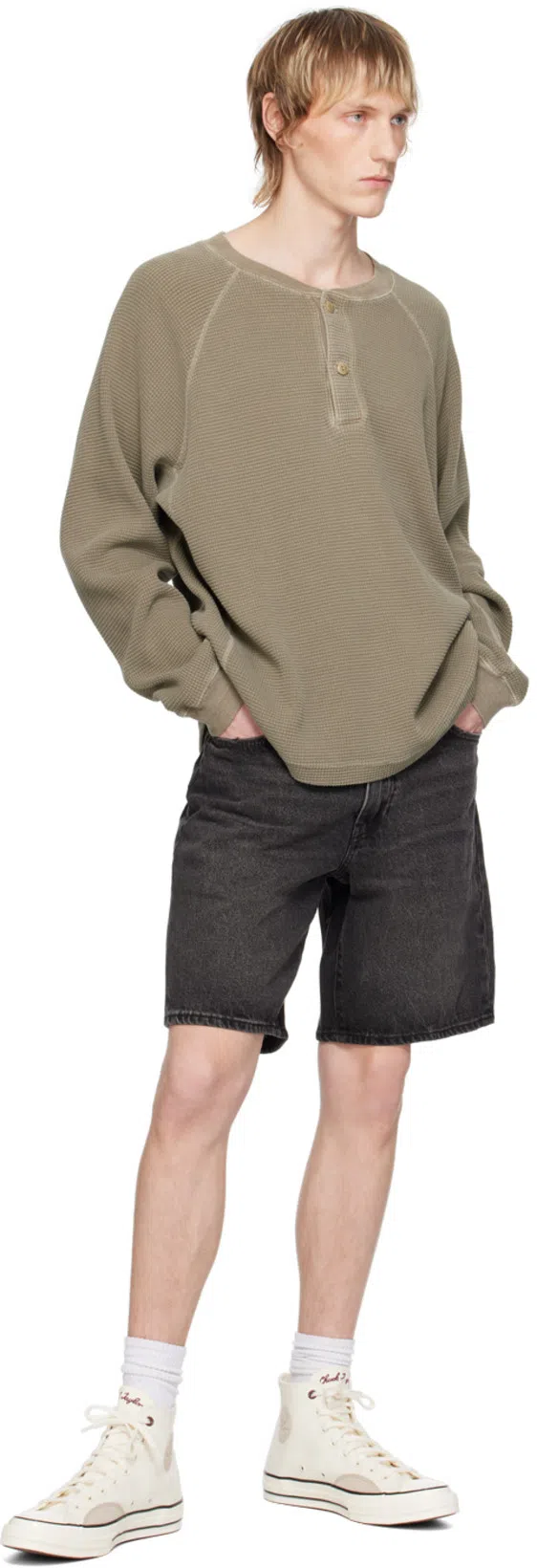 CONVERSE Logo Embroidered High Upper Board Shoes In White