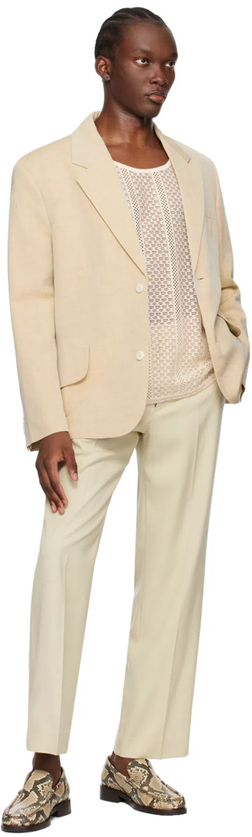 JACQUEMUS Titolo Linen And Wool Single-breasted Blazer In Beige