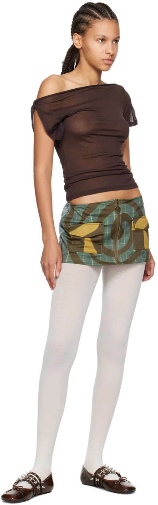 RAGA MALAK Multicolor Spiral Miniskirt In Black/grey