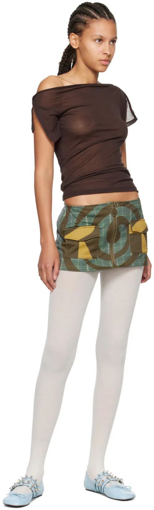 RAGA MALAK Multicolor Spiral Miniskirt In Black/grey