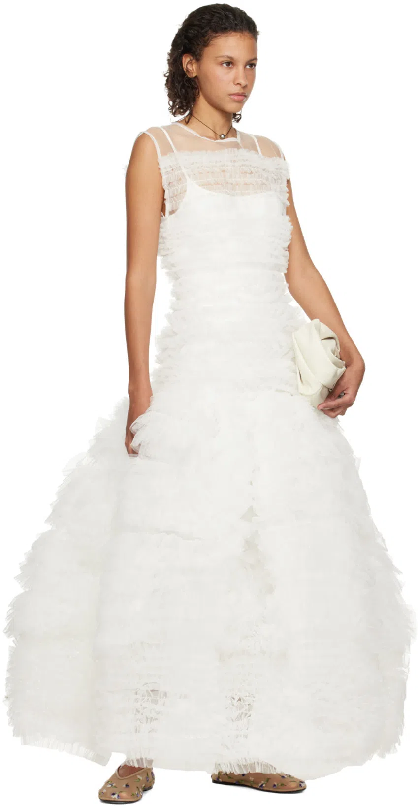 KHAITE 5mm Marcy Embroidered Mesh Ballerinas In Nude,purple