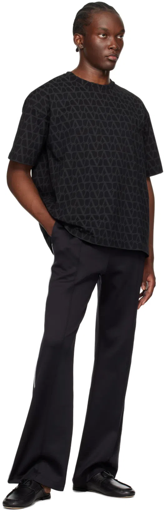 VALENTINO Canvas Iconograph Cotton T-shirt In Black