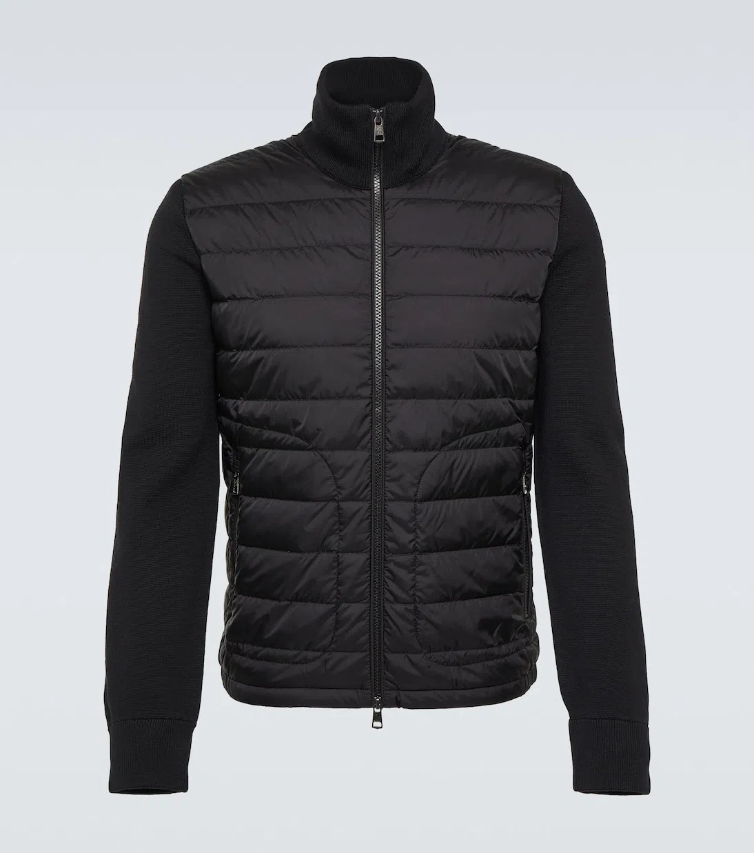 MONCLER Wool Blend Tricot Down Jacket In Navy