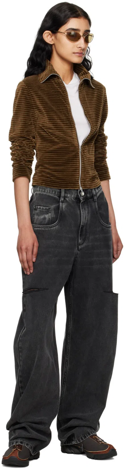 MAISON MARGIELA Black Five-pocket Style Jeans With Rips In Cotton Denim
