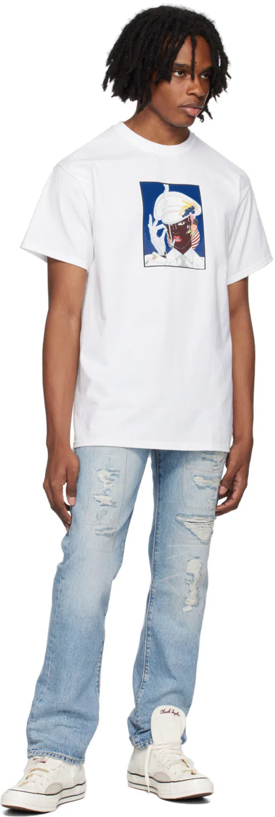 CONVERSE Logo Embroidered High Upper Board Shoes In White