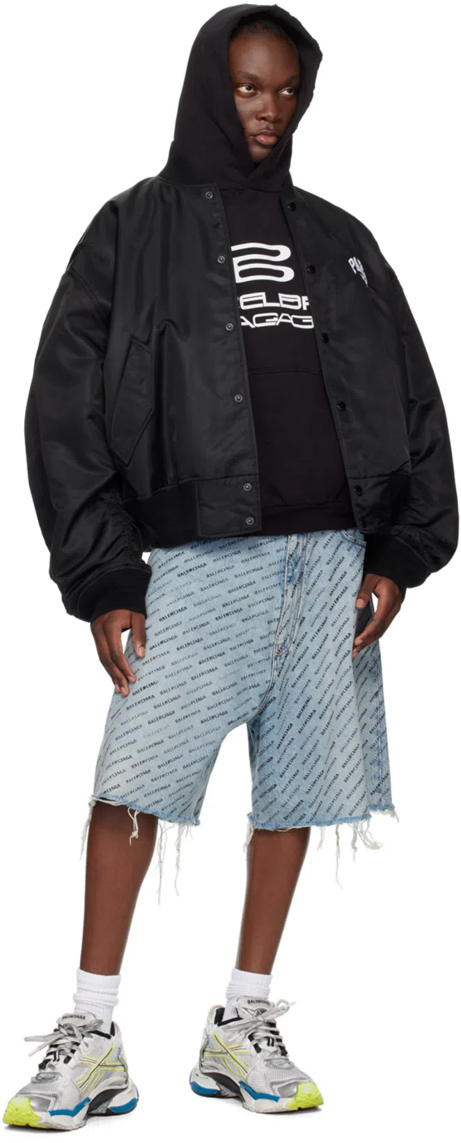 BALENCIAGA Black 'paris' Bomber Jacket