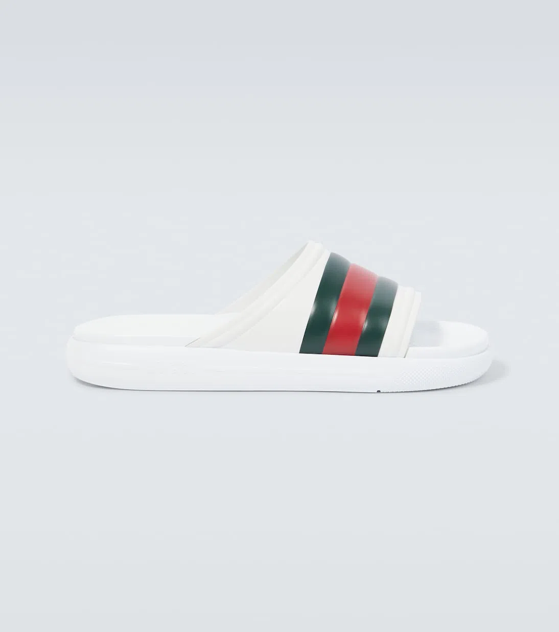 GUCCI Web Rubber Slide Sandal In White