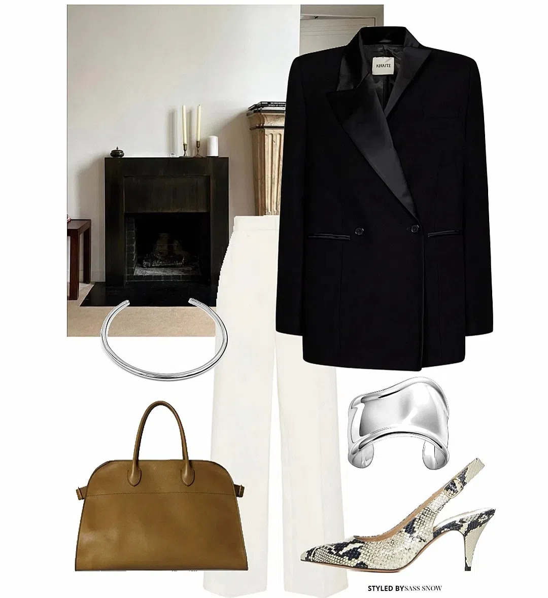 KHAITE River Python-effect Leather Slingback Pumps In Natural