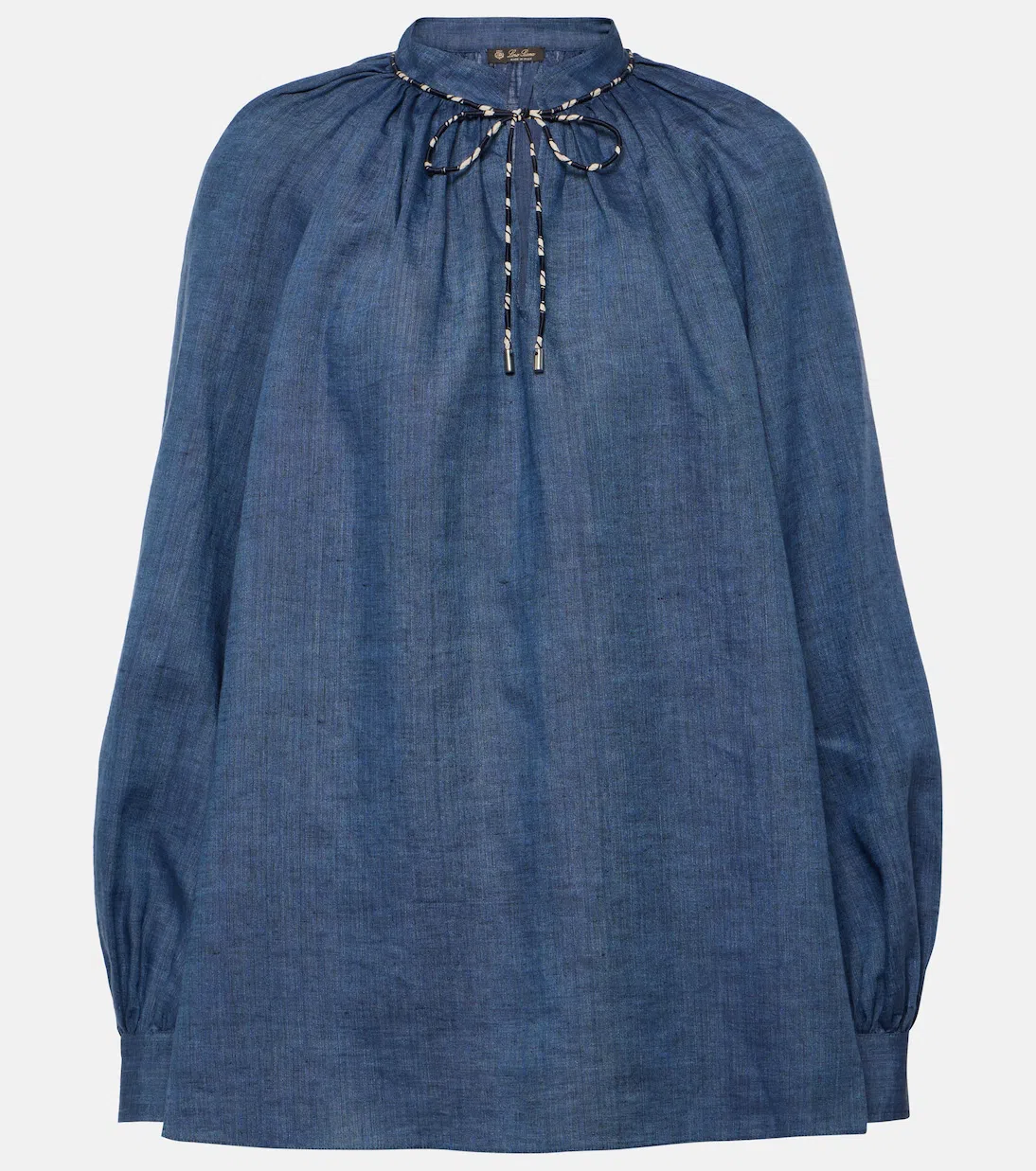 LORO PIANA Linen-chambray Blouse In Blue