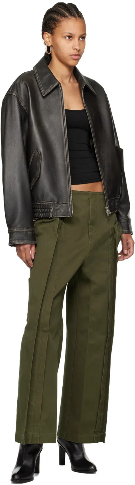 FAX COPY EXPRESS Khaki Vertical Pocket Cargo Pants In Olive
