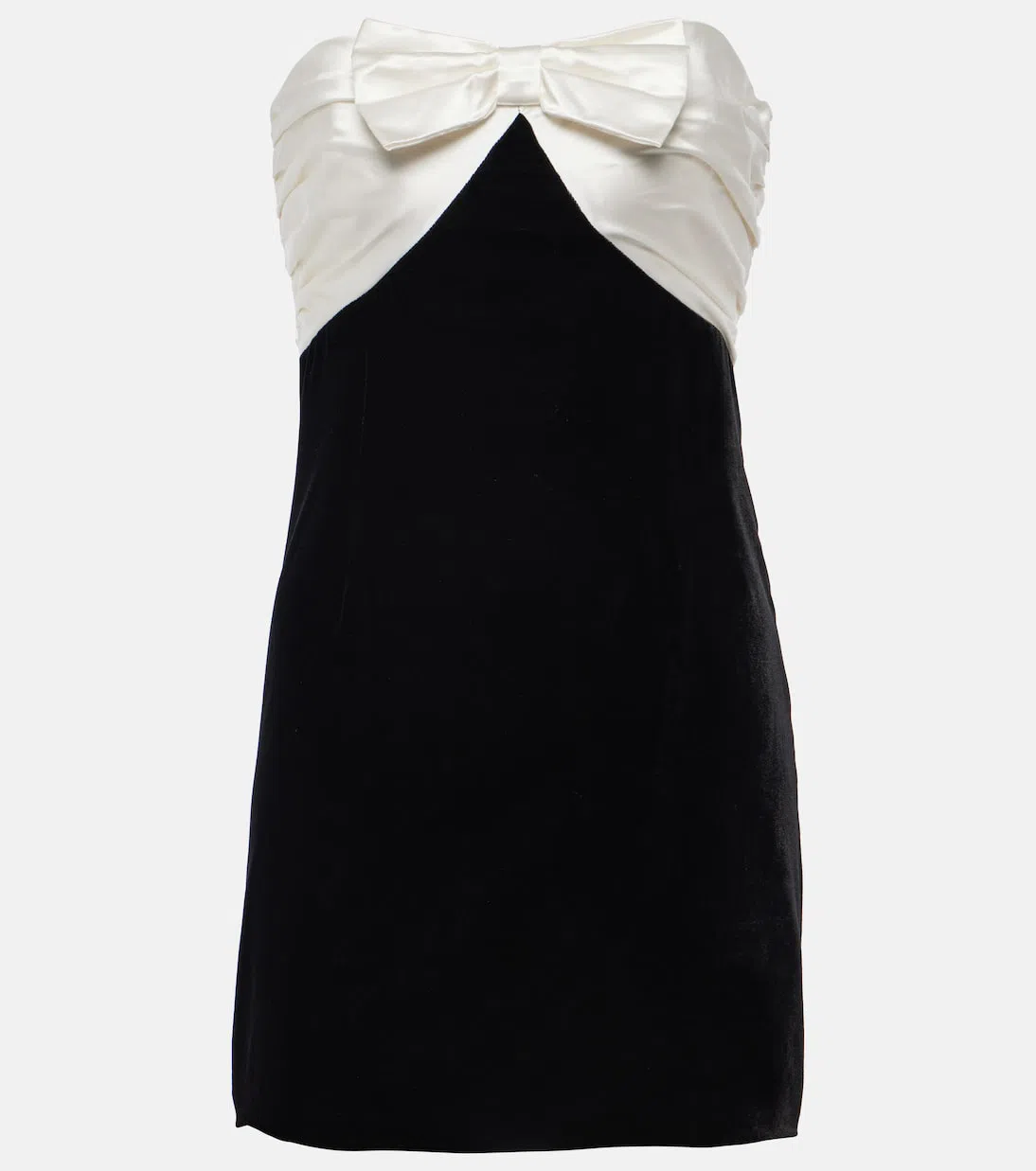 ALESSANDRA RICH Strapless Bow-embellished Silk-duchesse And Velvet Mini Dress In Black