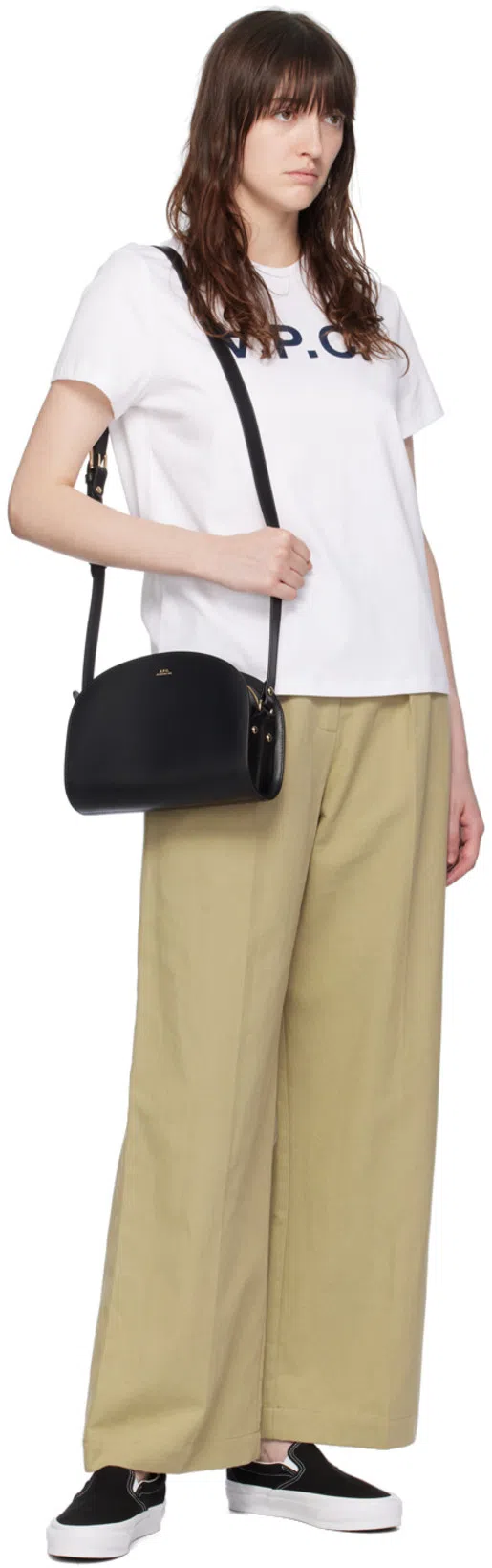 APC Stylish Black Leather Mini Crossbody Bag For Women