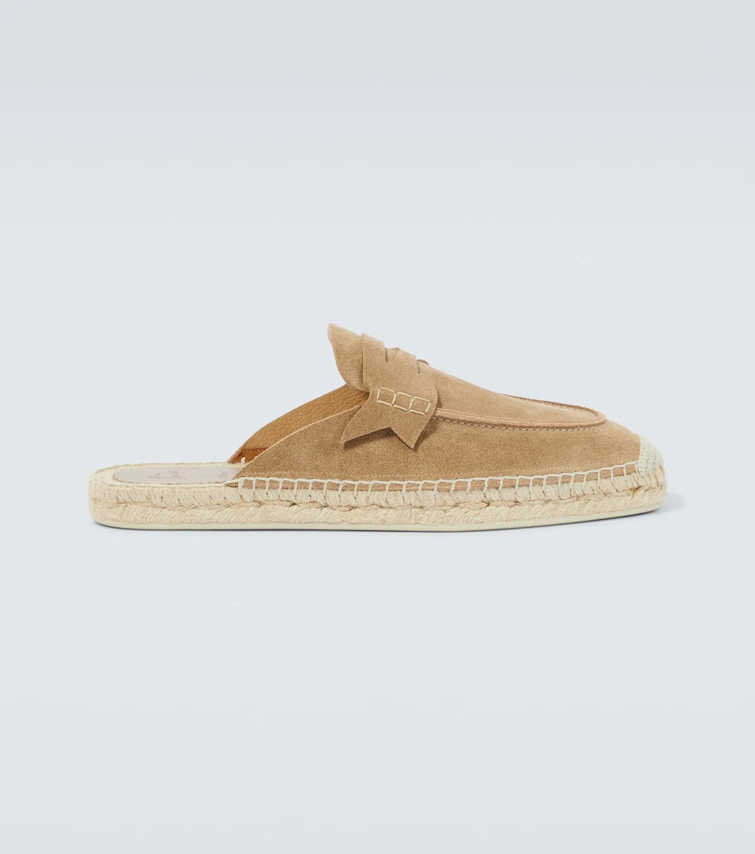 CHRISTIAN LOUBOUTIN Paquepapa Collapsible-heel Croc-effect Leather-trimmed Suede Espadrilles In Brown