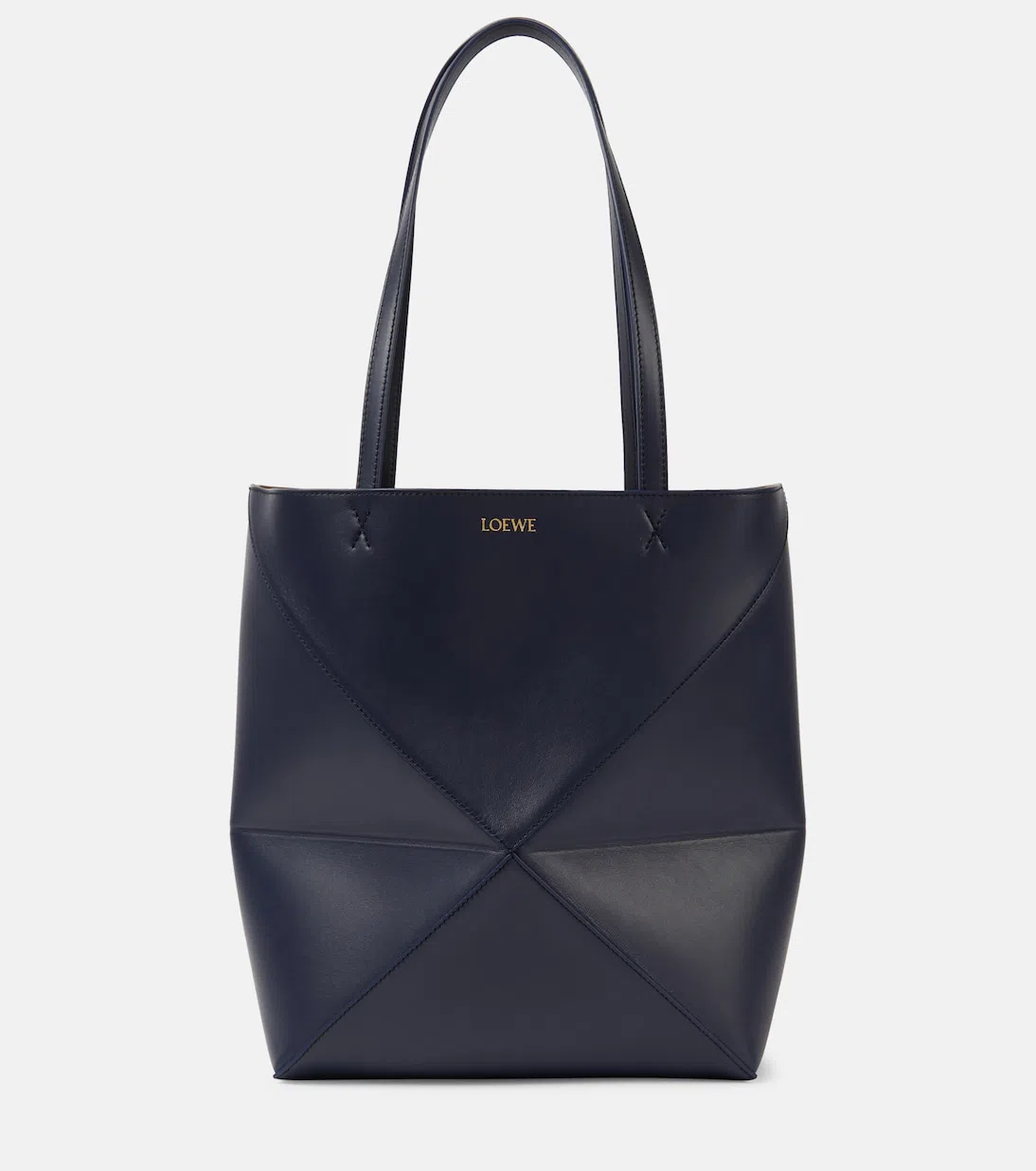 LOEWE Borsa Shopping Puzzle Fold Media In Pelle Blu  Donna