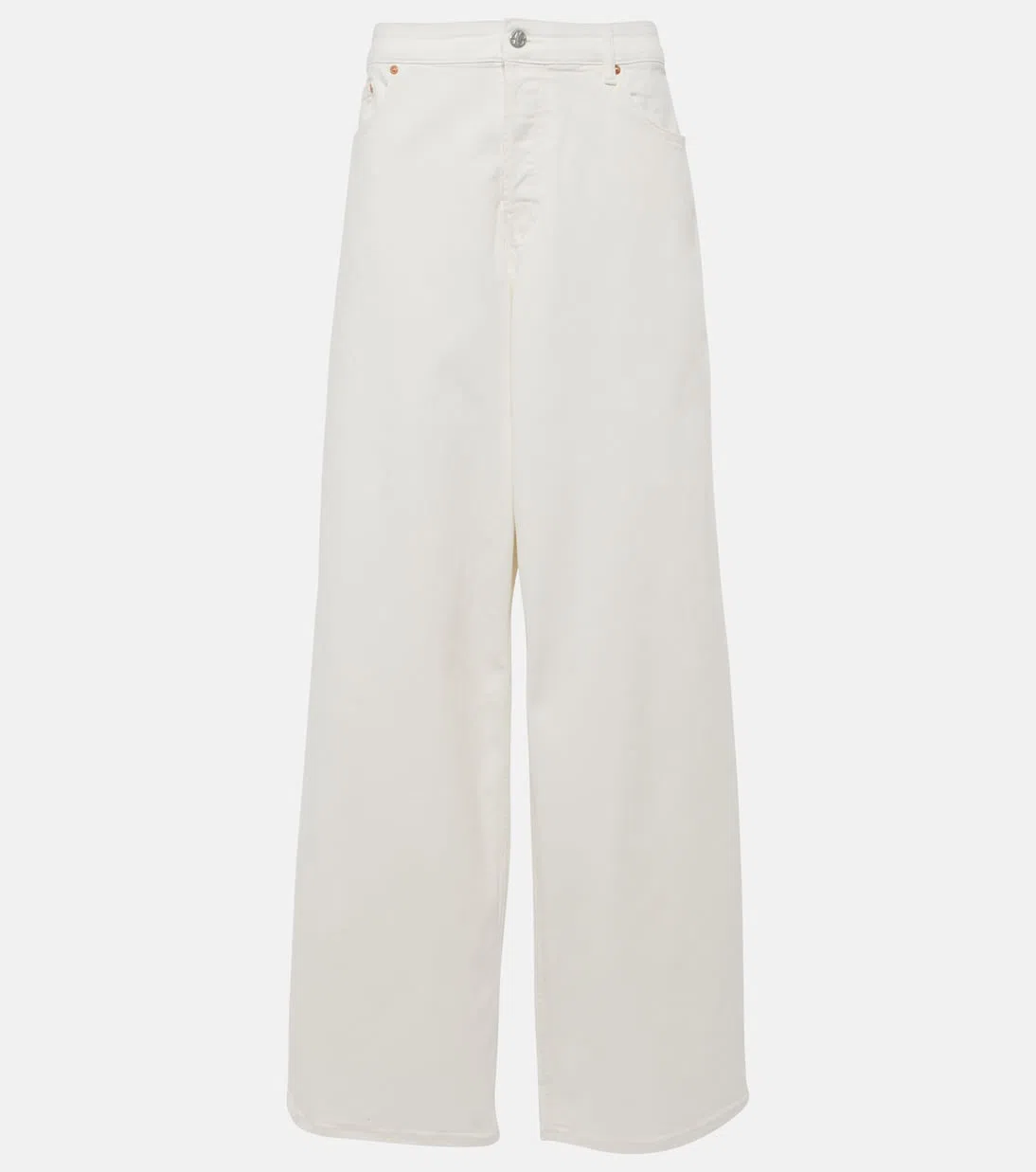 AG Saige High Waist Ankle Wide Leg Jeans In White