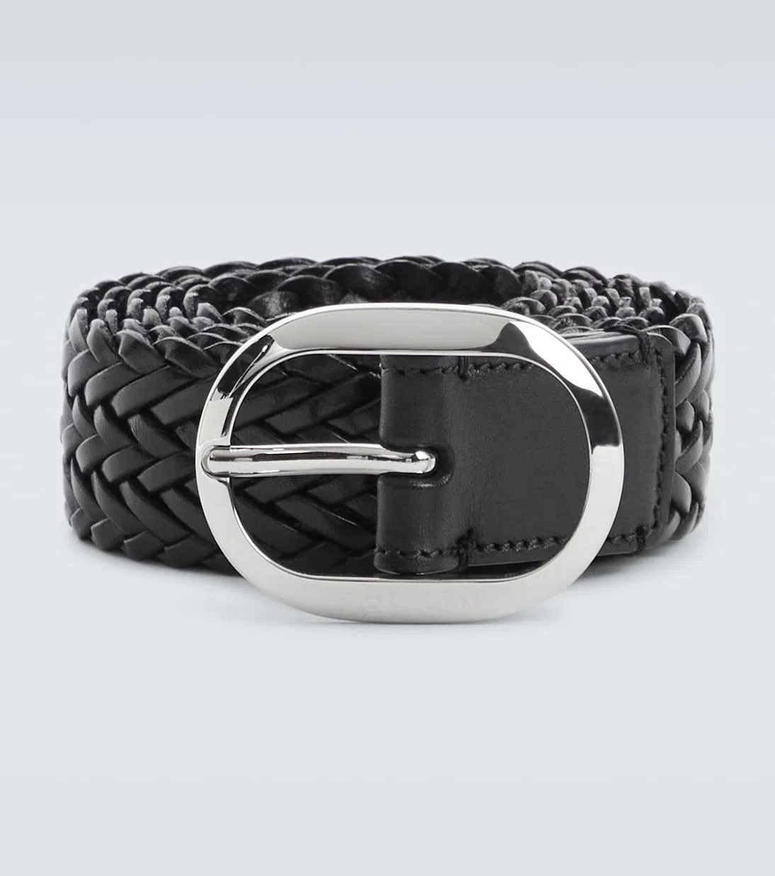 TOM FORD Woven Leather Oval Buckle Belt 30 Mm In Black