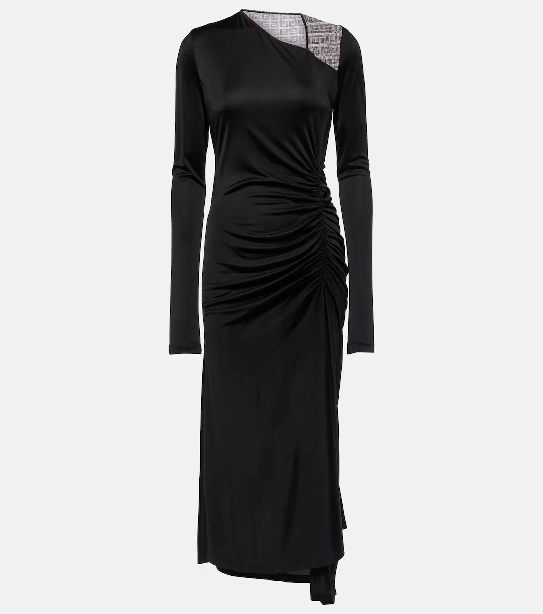 GIVENCHY Off-shoulder Asymmetric Midi Dress With Beaded Detail In Black