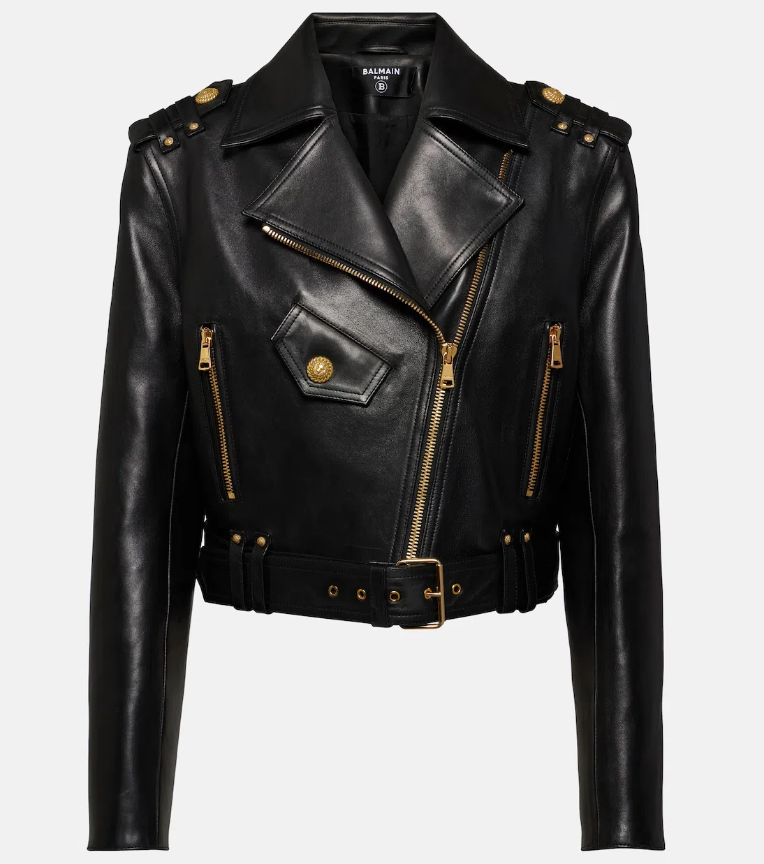 BALMAIN Jacket Lambskin Belted Waist In Black