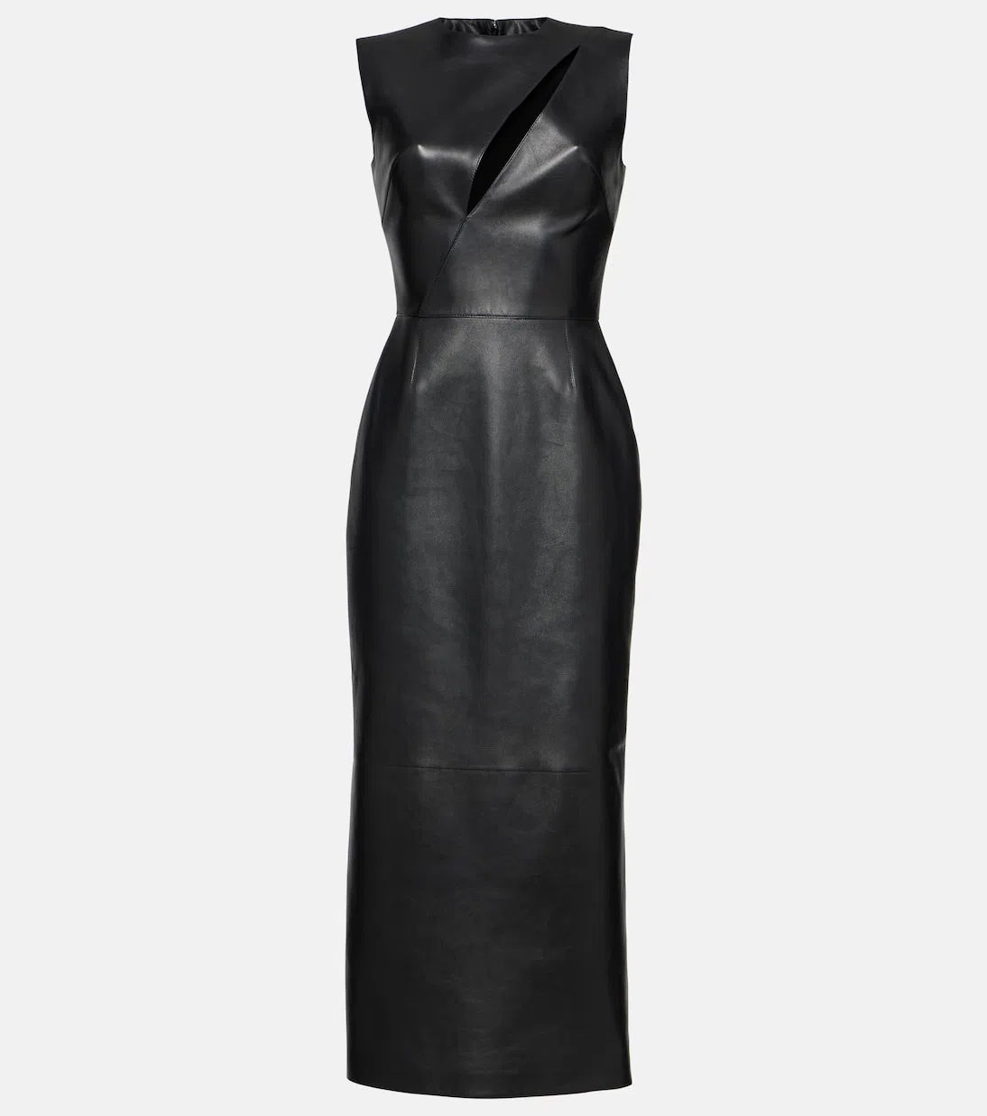 ALEXANDER MCQUEEN Cutout Leather Midi Dress In 1000 Black