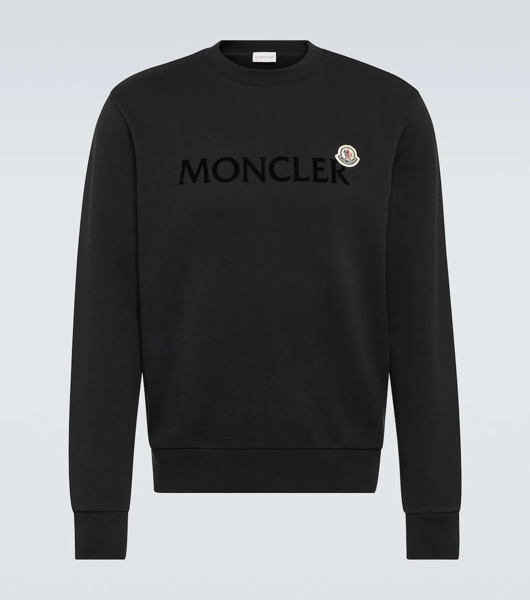MONCLER Logo Patch Cotton Sweatshirt In Black