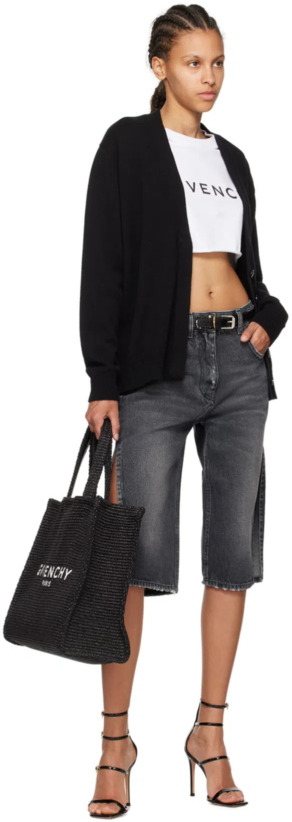 GIVENCHY Gray Distressed Denim Shorts In 001-black