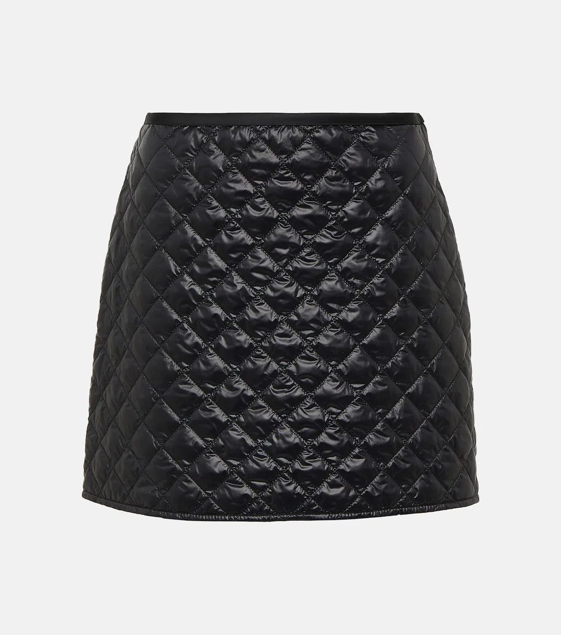 MONCLER Quilted Black Skirt With Glossy Finish And Wrap Style