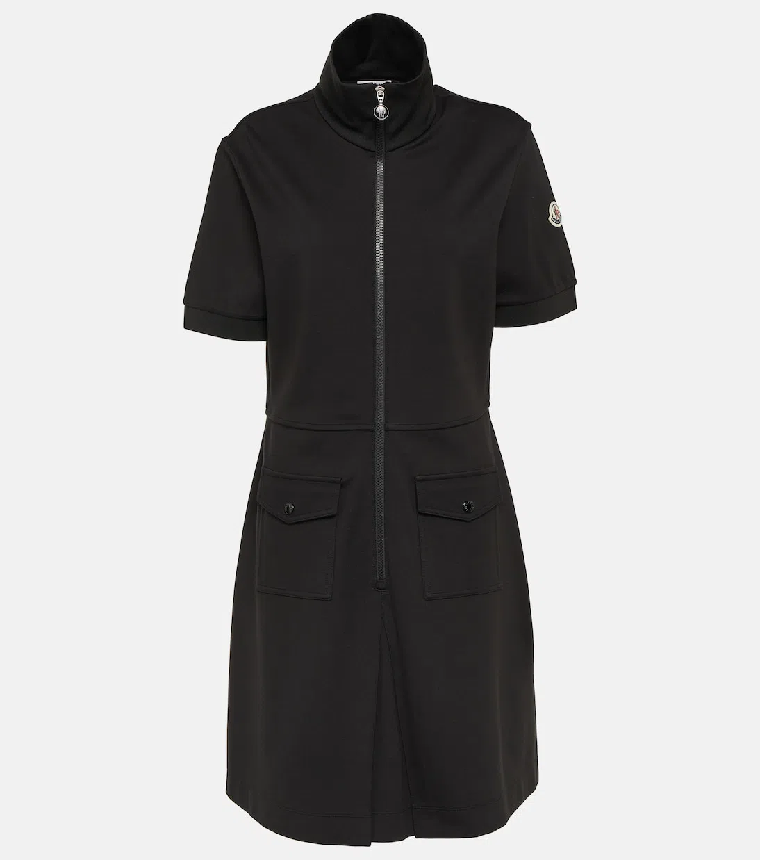 MONCLER Stretch Cotton Blend Piquet Polo Dress In Black
