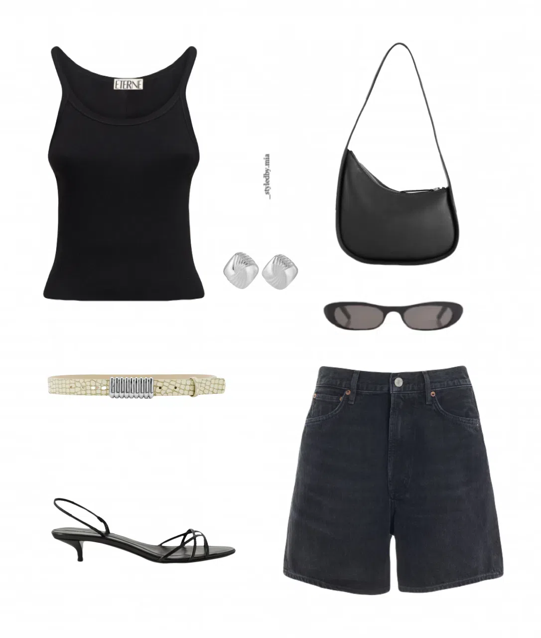 AGOLDE Parker Black Distressed Denim Shorts In Fallen