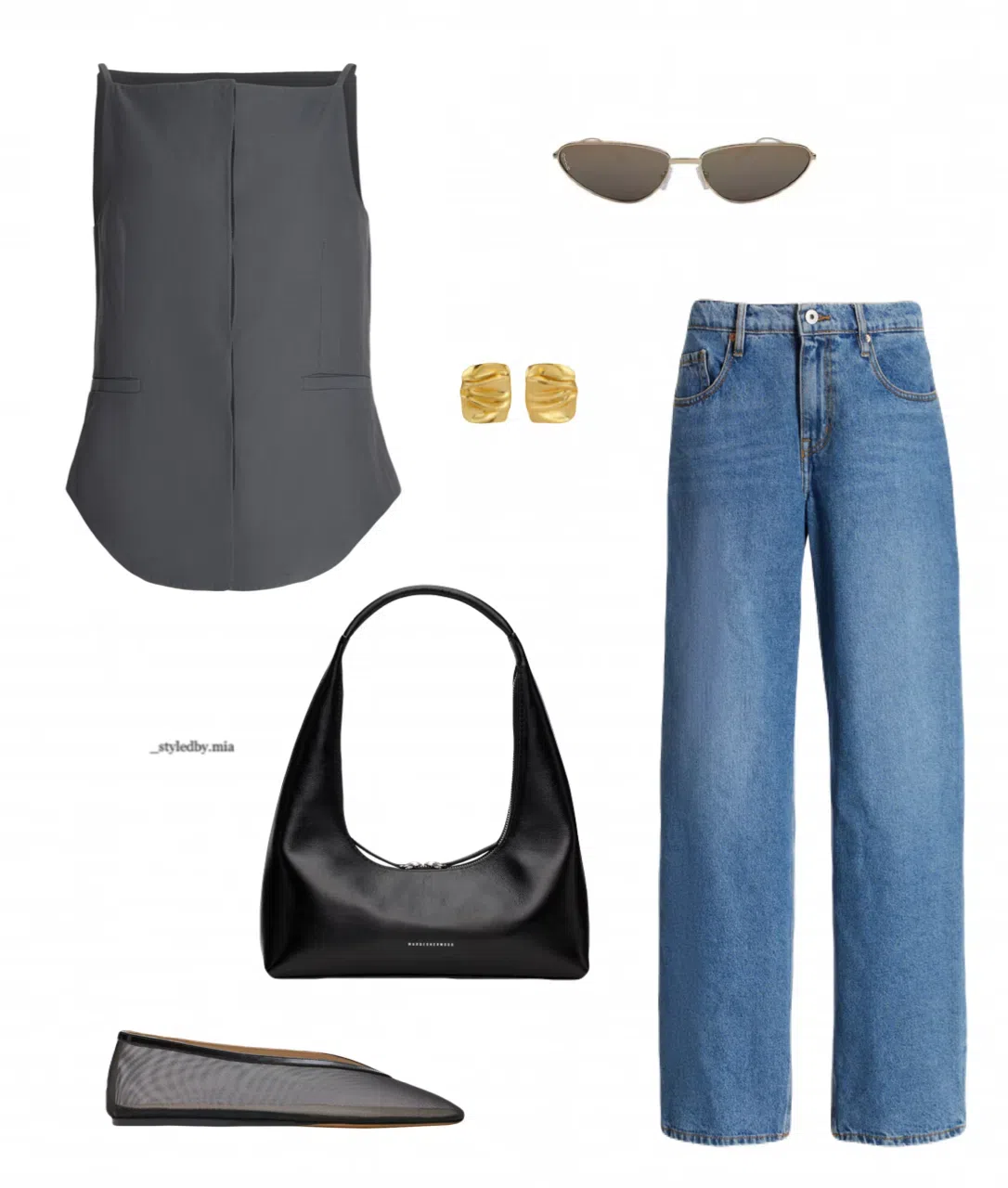 LE MONDE BERYL Luna Mesh Ballerina Flats In Black Glitter