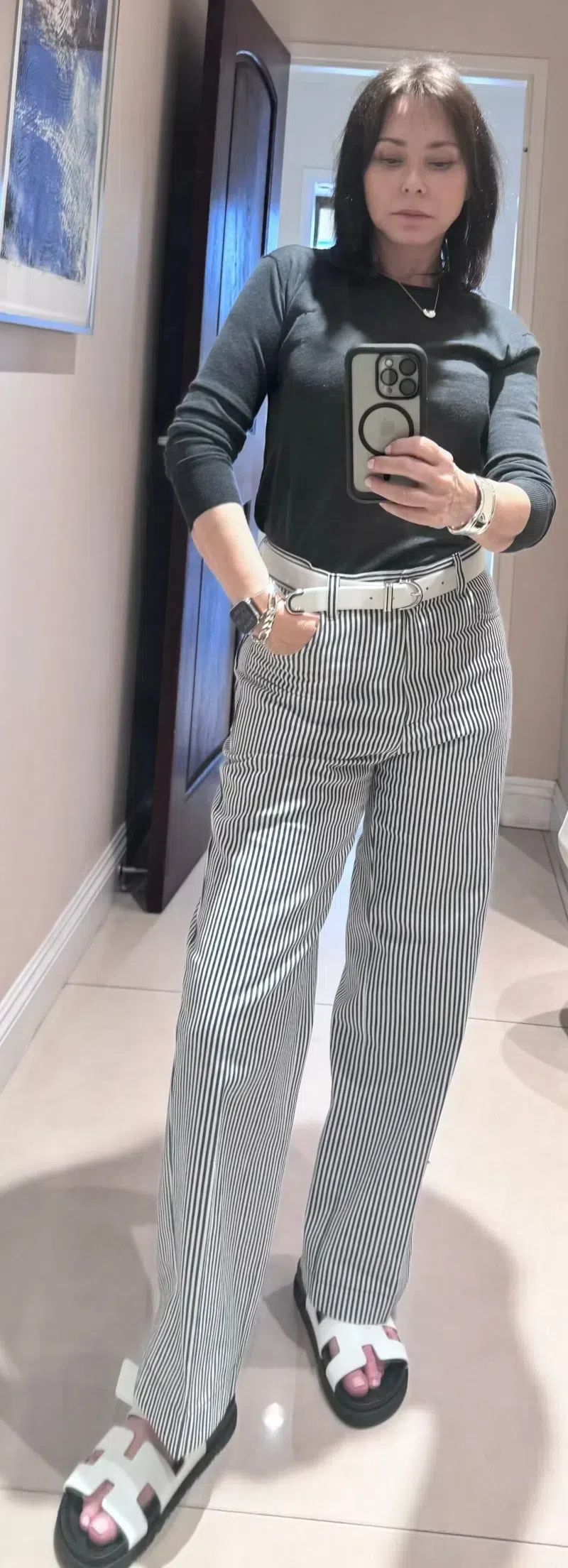 SAINT LAURENT White Slide Sandals With Square Toe For Women