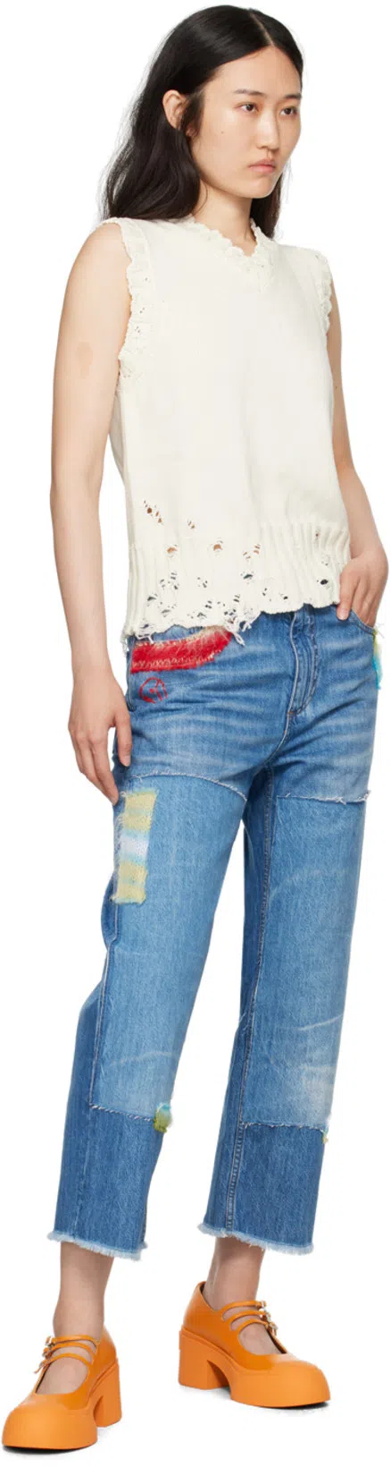 MARNI Blue Patch Jeans In Sdb50 Iris Blue