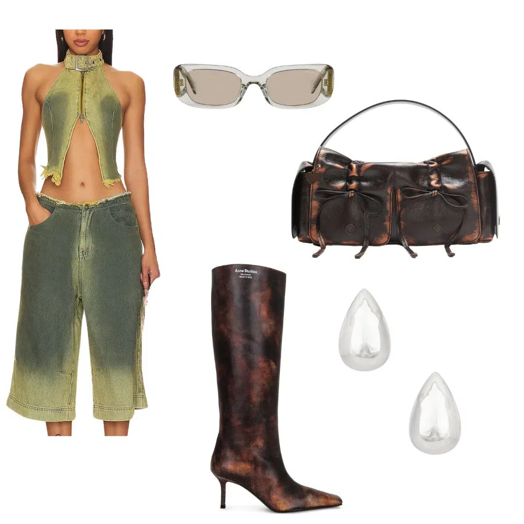 JADED LONDON Denim Jort In Green