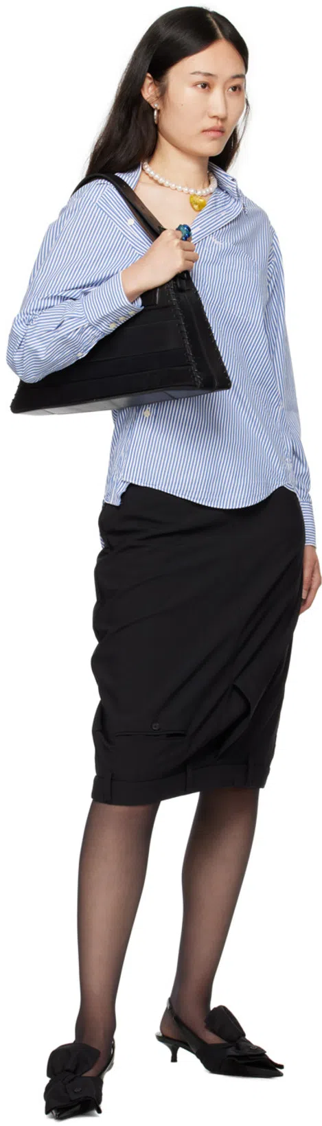 BALENCIAGA Knife Chemise 45 Leather Slingback Pumps In Black